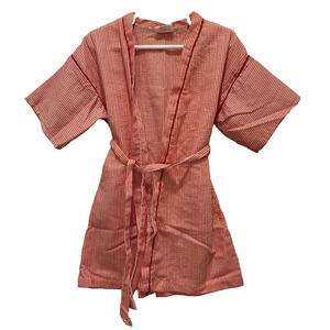 1980s Shirey Toddler Kimono Bathrobe 3T Red White Striped Made in USA